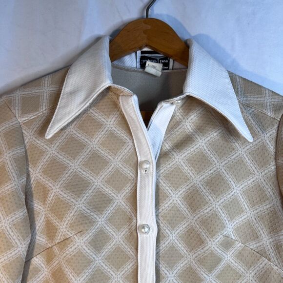 VTG Chapter Two Diamond Pattern Shirt Dress Retro 70s Button Placket Size 10 - Picture 3 of 9